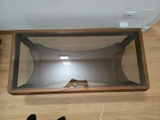 Mesa de centro cristal y madera