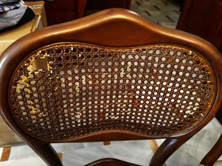 Lote 2 sillones y 6 sillas tapizadas