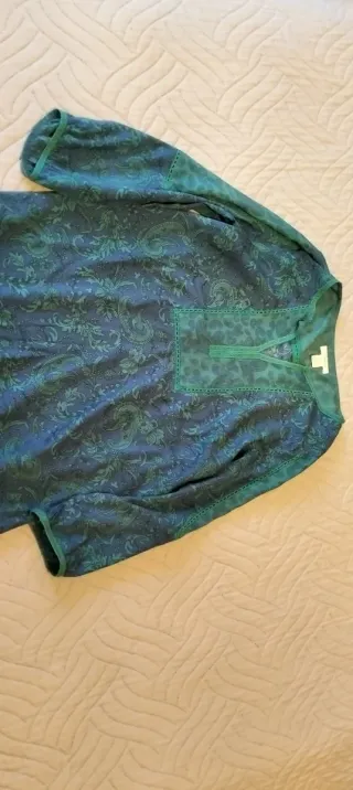 Blusa Sfera Estampada Azul y Verde Talla M