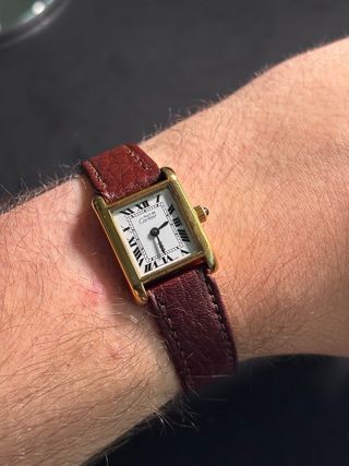 Reloj Cartier Cuero Dorado