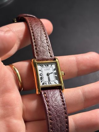 Reloj Cartier Cuero Dorado