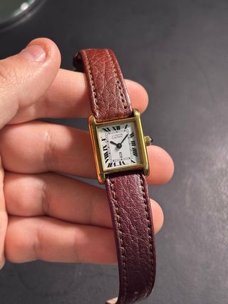 Reloj Cartier Cuero Dorado