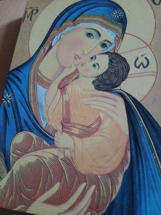 Quadretto Madonna e Bambino Legno