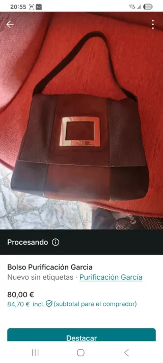 Bolso Purificación García Piel Marrón y Dorado