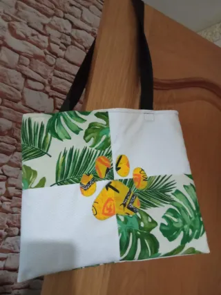 Bolso de tela tote con huella de perro
