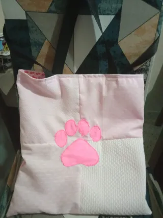 Bolso de tela tote con huella de perro