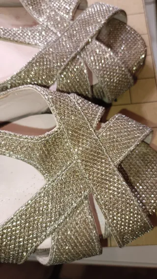 Zapatos de fiesta dorados y plateados