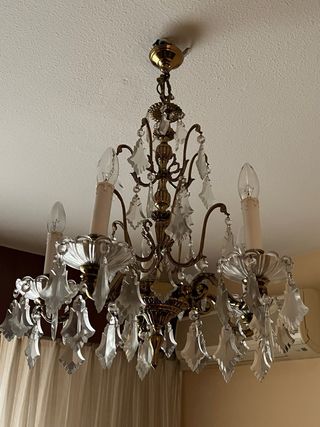 Lámpara araña 5 brazos cristal y metal