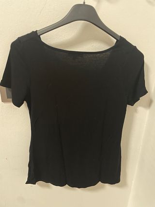 Maglietta nera Woman con brillantini taglia M