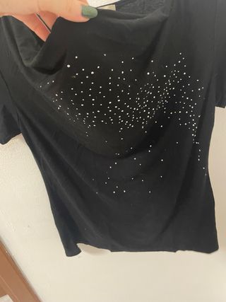 Maglietta nera Woman con brillantini taglia M