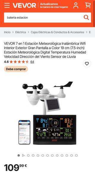 Estación Meteorológica 7 en 1 Wifi Vevor