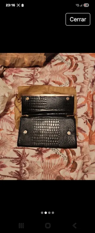 Bolso Cartera Victorio & Lucchino Negro Dorado