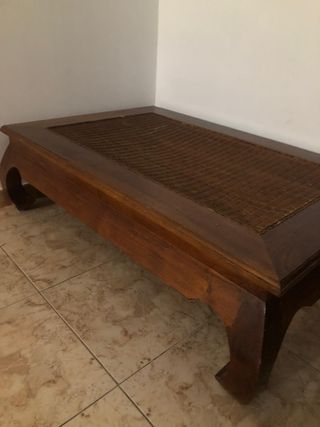 Mesa centro balinesa teca ratán