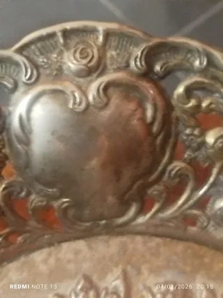 Centrotavola antico in metallo, peltro