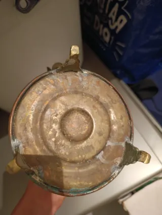 Tetera de cobre y latón antigua