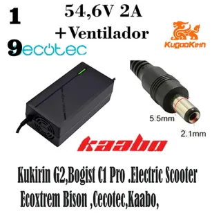 Cargador 54,6V 2A Kukirin G2 + Ventilador
