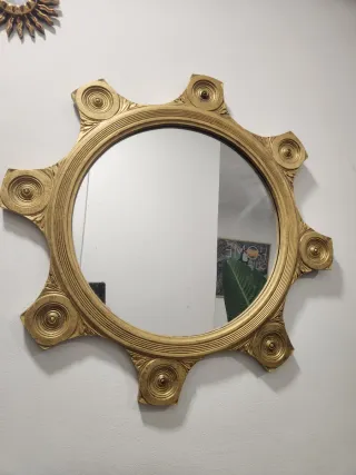 Espejo de sol antiguo de madera