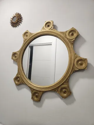 Espejo de sol antiguo de madera