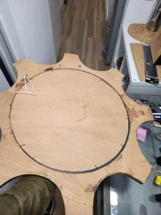 Espejo de sol antiguo de madera