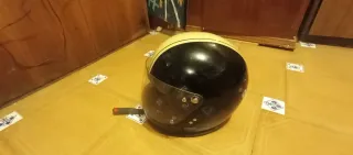 Casco Moto DMD Negro y Amarillo. Vintage retro