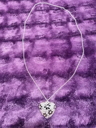 Collar Corazón Plata y Negro