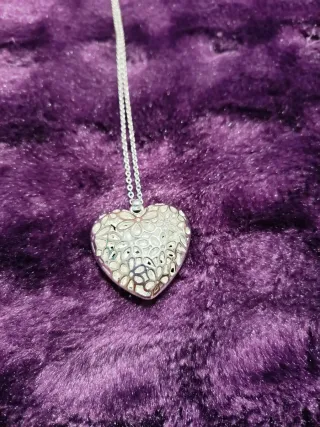 Collar Corazón Plata y Negro