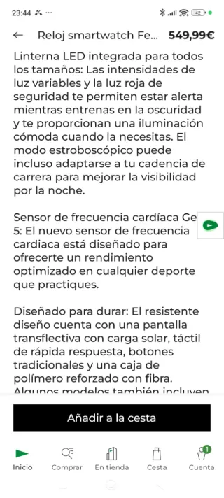Reloj Garmin Fenix 7 Pro Sapphire Solar Negro