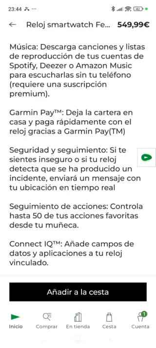 Reloj Garmin Fenix 7 Pro Sapphire Solar Negro