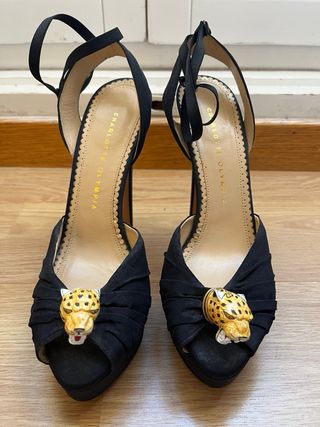 Charlotte Olympia Tacones Plataforma Negro Leopard