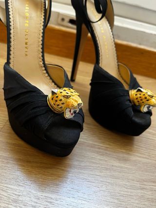 Charlotte Olympia Tacones Plataforma Negro Leopard