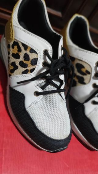Zapatillas deportivas mujer leopardo blanco