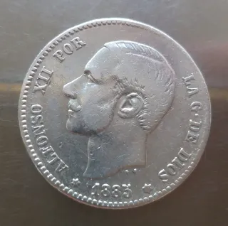 Moneda plata 1 Peseta de 1885