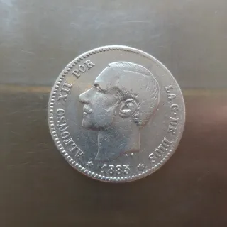 Moneda plata 1 Peseta de 1885