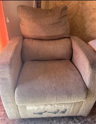 Butaca extensible tela beige/gris