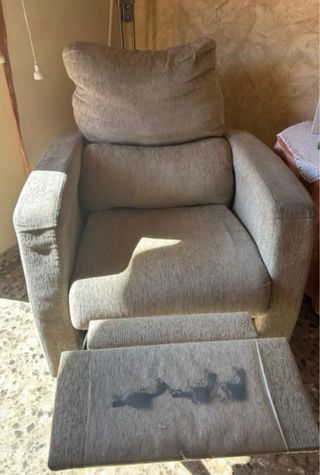 Butaca extensible tela beige/gris