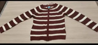 Cardigan a righe bordo' e bianche