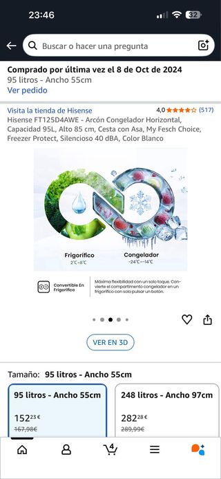 Congelador/nevera Horizontal Hisense 95L Blanco