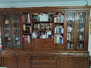 Mueble roble macizo madera vitrina librería