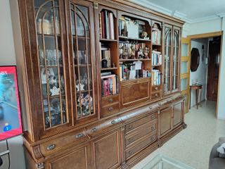 Mueble roble macizo madera vitrina librería