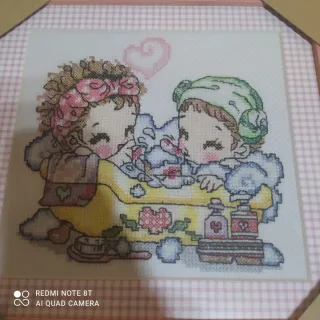 2 Cuadros Decorativos Niños Punto Cruz