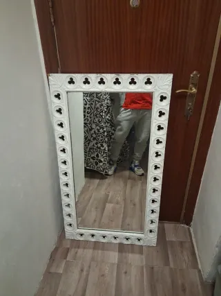 Espejo Marco Madera Blanco