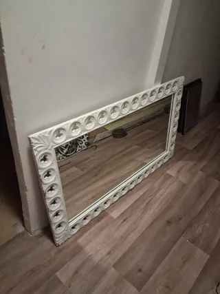 Espejo Marco Madera Blanco