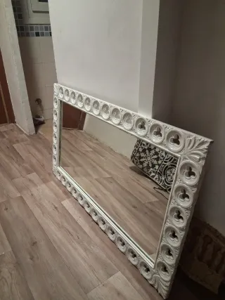 Espejo Marco Madera Blanco