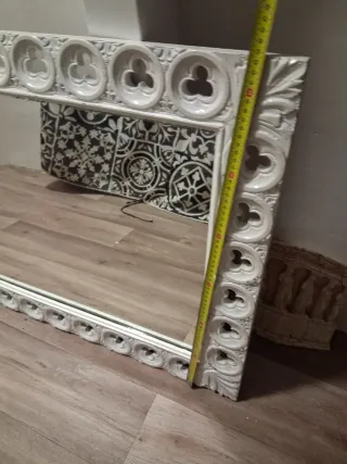 Espejo Marco Madera Blanco