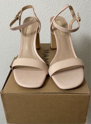 Sandalias Mango Tacón Rosa Talla 38