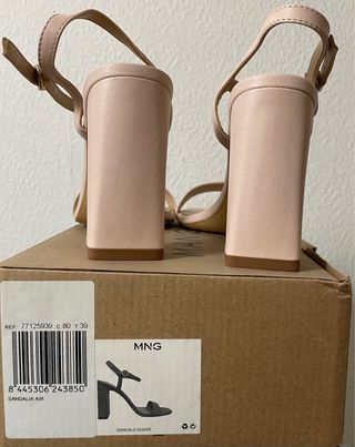 Sandalias Mango Tacón Rosa Talla 38