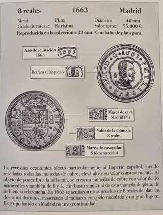 Réplica 8 Reales Felipe IV 1663 Madrid