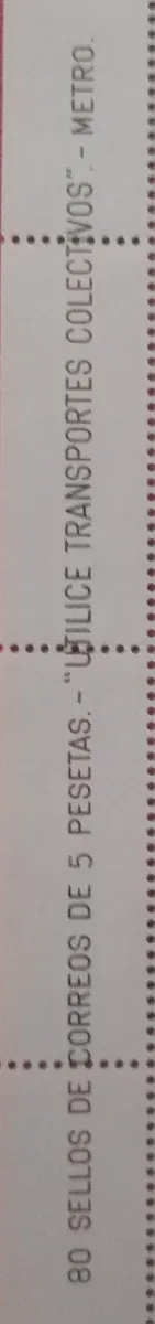 80 Sellos Correos 5 Pesetas Transporte colec.METRO