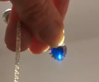 Collar Plata Zafiro Azul Corazón de moissanita