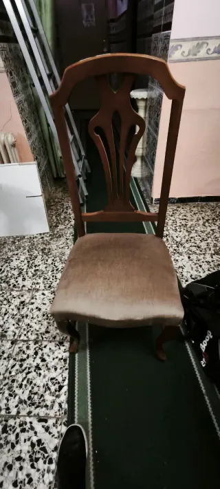 Mesa ovalada madera y cristal con 4 sillas